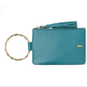 🆕THACKER NOLITA bracelet style clutch wristlet SEA GREEN Leather NWT